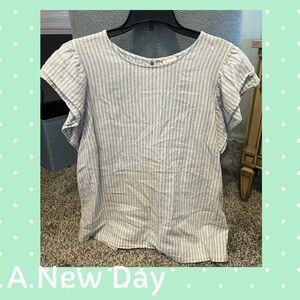 A New Day Light Blue Striped Blouse